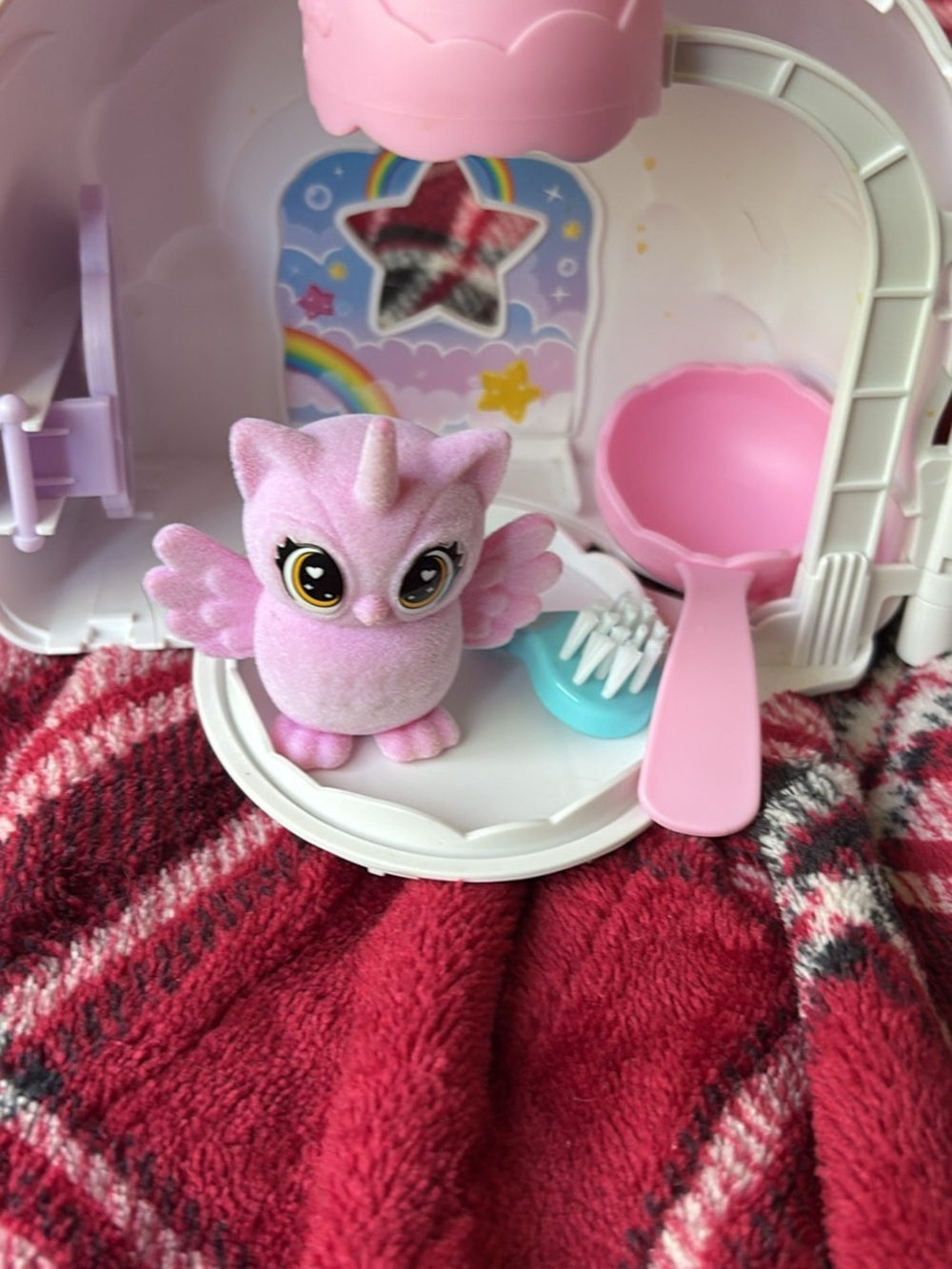 Plush Pink Owl Figure with Play Accessories